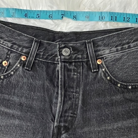 Levi's 501 High Rise Distressed Jean Shorts - Size 27 - Picture 5 of 13